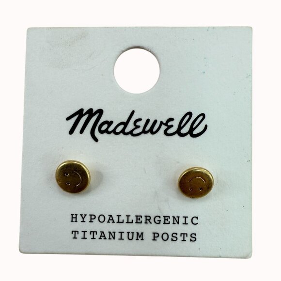 Madewell Jewelry - Madewell Hypoallergenic Titanium Posts Recycled Metals Smiley Face Stud Earrings